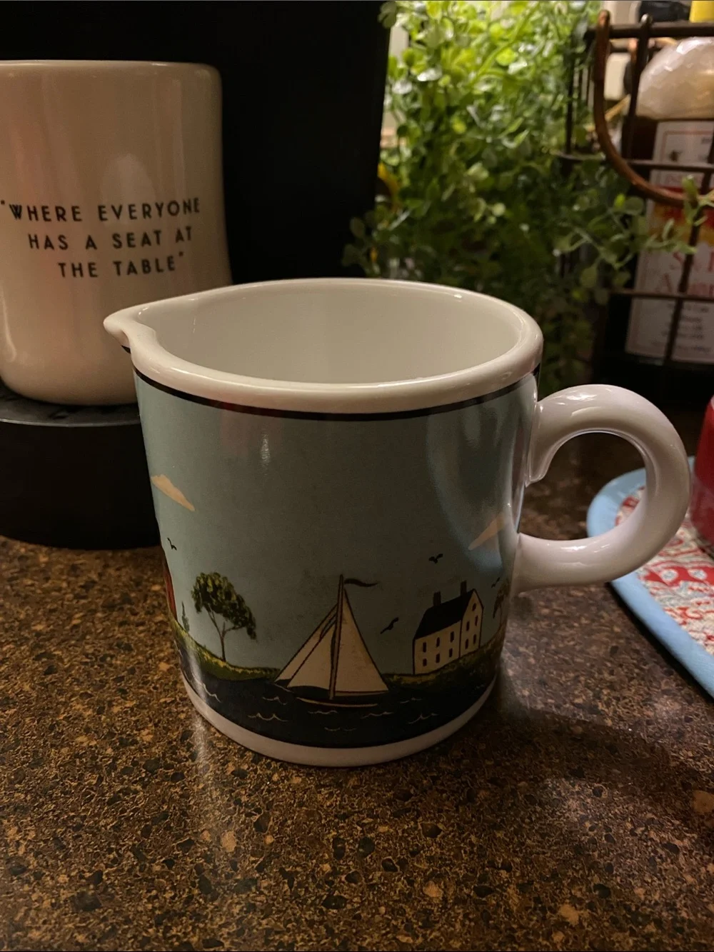 WARREN KIMBLE “Coastal Breeze” Sailboat Ceramic Creamer - Blue